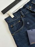 Louis Vuitton Fashion Leather Splicing Collar Denim Jacket Coat Jeans