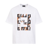 Fendi Fashion Embroidery Logo Short Sleeve Couple Fashion Casual Versatile T-shirt