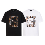 Fendi Fashion Embroidery Logo Short Sleeve Couple Fashion Casual Versatile T-shirt