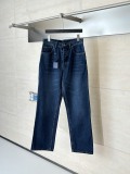 Louis Vuitton Fashion Leather Splicing Collar Denim Jacket Coat Jeans
