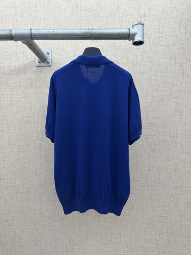 Louis Vuitton Fashion Chessboard Hollow Logo Jacquard Round Neck Short Sleeve Knitted Polo Shirt