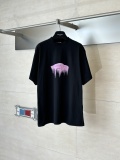 Balenciaga 26SS Fashion Pink Melt Printed Short Sleeve Unisex Casual Loose T-shirt