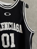 Balenciaga Couple Fashion Versatile Patchwork Embroidered Logo Basketball Tank Top