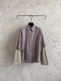 Balenciaga 26SS Couple Fashion Leisure Versatile Splicing Checkered Shirt