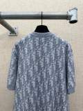 Dior Fashion Blue Logo Jacquard Round Neck Short Sleeve Knitted Shirt
