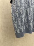 Dior Fashion Blue Logo Jacquard Round Neck Short Sleeve Knitted Shirt
