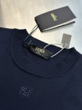Fendi Couple Fashion Embroidery FF Casual Knitted Short Sleeve