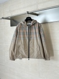 Burberry Fashion Versatile Gradient Grid Hooded Windproof Jacket Coat