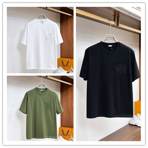 Loewe 26SS Fashion Embroidery Logo 7A Antibacterial T-shirt Unisex Casual Versatile Short Sleeve