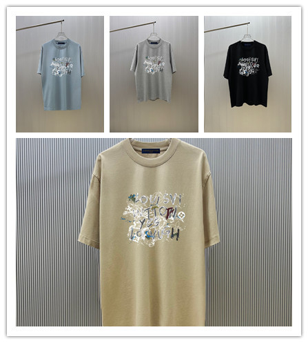 Louis Vuitton Fashion Inkjet Logo Printed Short Sleeves Unisex Fashion Casual Versatile T-shirt