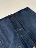 Louis Vuitton Fashion Leather Splicing Collar Denim Jacket Coat Jeans