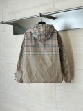 Burberry Fashion Versatile Gradient Grid Hooded Windproof Jacket Coat