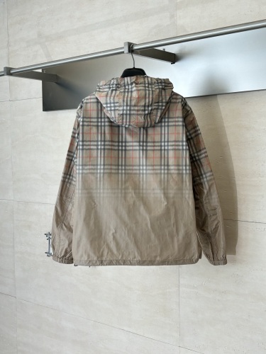 Burberry Fashion Versatile Gradient Grid Hooded Windproof Jacket Coat