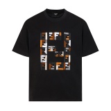 Fendi Fashion Embroidery Logo Short Sleeve Couple Fashion Casual Versatile T-shirt