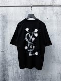 Yves Saint Laurent Fashion Flower Logo Printed Short Sleeve Unisex Loose Versatile T-shirt