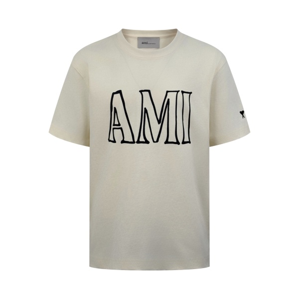 Ami Paris Classic Logo Printed T-shirt Couple Casual Loose Short Sleeve