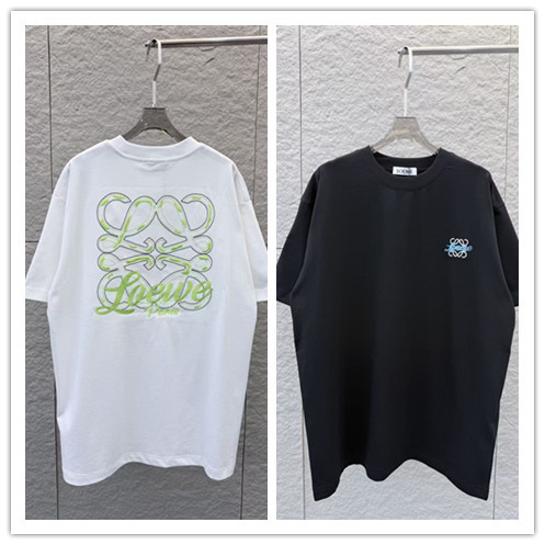 Loewe Fashion 3D Embroidered Logo Short Sleeve Unisex Loose Versatile T-shirt