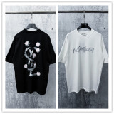 Yves Saint Laurent Fashion Flower Logo Printed Short Sleeve Unisex Loose Versatile T-shirt