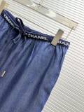 Chanel Fashion Letter Ribbon Drawstring Wide Leg Pants