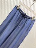 Chanel Fashion Letter Ribbon Drawstring Wide Leg Pants