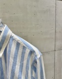 Loewe 26SS Unisex Fashion Embroidered Logo Color Blocked Striped Long Sleeved Shirt