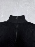 Louis Vuitton 26SS Fashion Logo Jacquard Half Zipper Hoodie Knitted Sweater