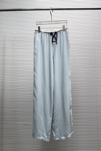Chanel Fashion Letter Ribbon Drawstring Wide Leg Pants