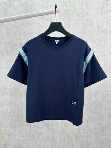 Loewe 26SS Women's Fashion Embroidered Logo Casual T-shirt Unisex Versatile Round Neck Short Sleeve
