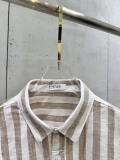Loewe 26SS Unisex Fashion Embroidered Logo Color Blocked Striped Long Sleeved Shirt