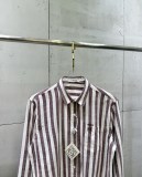 Loewe 26SS Unisex Fashion Embroidered Logo Color Blocked Striped Long Sleeved Shirt