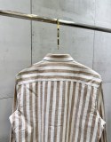 Loewe 26SS Unisex Fashion Embroidered Logo Color Blocked Striped Long Sleeved Shirt