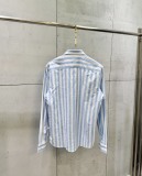 Loewe 26SS Unisex Fashion Embroidered Logo Color Blocked Striped Long Sleeved Shirt