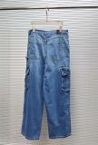 Dior Classic Embroidered Logo Zipper Washed Denim Coat Pants