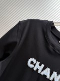 Chanel 2026 Women's Fashion Nail Bead Embroidered Round Neck T-shirt Unisex Casual Loose Short Sleeve