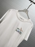 Dior 2026 Women's Fashion Nail Bead Embroidered Round Neck T-shirt Unisex Casual Loose Short Sleeve