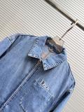 Dior Classic Embroidered Logo Zipper Washed Denim Coat Pants