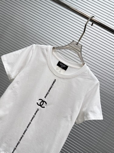 Chanel Fashion Embroidered Logo T-shirt Women's Versatile Casual Short Sleeves