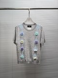Chanel 26SS Women's Fashion 3D Camellia Short Sleeve Knitted Shirt