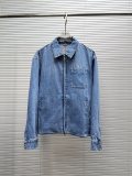 Dior Classic Embroidered Logo Zipper Washed Denim Coat Pants