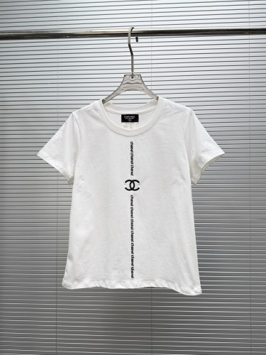 Chanel Fashion Embroidered Logo T-shirt Women's Versatile Casual Short Sleeves
