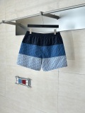 Dior Fashion Full Logo Printed Color Blocked Drawstring Beach Shorts