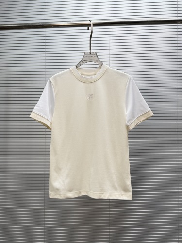 Loewe 2026 Fashion Embroidery Logo Color blocked T-shirt Women's Casual Round Neck Short Sleeve