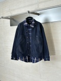 Balenciaga Fashion Retro Checkered Splicing Fake Two Piece Cowboy Jacket