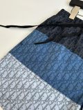 Dior Fashion Full Logo Printed Color Blocked Drawstring Beach Shorts