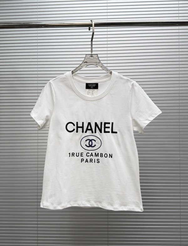 Chanel Fashion Embroidery LogoT-shirt Women's Versatile Casual Short Sleeves