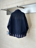 Balenciaga Fashion Retro Checkered Splicing Fake Two Piece Cowboy Jacket