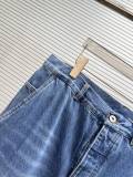 Dior Classic Embroidered Logo Zipper Washed Denim Coat Pants