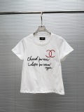 Chanel Fashion Embroidered Logo T-shirt Women's Versatile Casual Short Sleeves