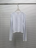 Chanel Women's Fashion Heavy duty Bead String Versatile Striped Long Sleeve Knitted Shirt