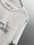 Dior 2026 Women's Fashion Nail Bead Embroidered Round Neck T-shirt Unisex Casual Loose Short Sleeve